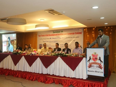 Dr. Kamrul is presiding over the launching ceremony with Information Minister of Bangladesh